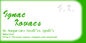 ignac kovacs business card